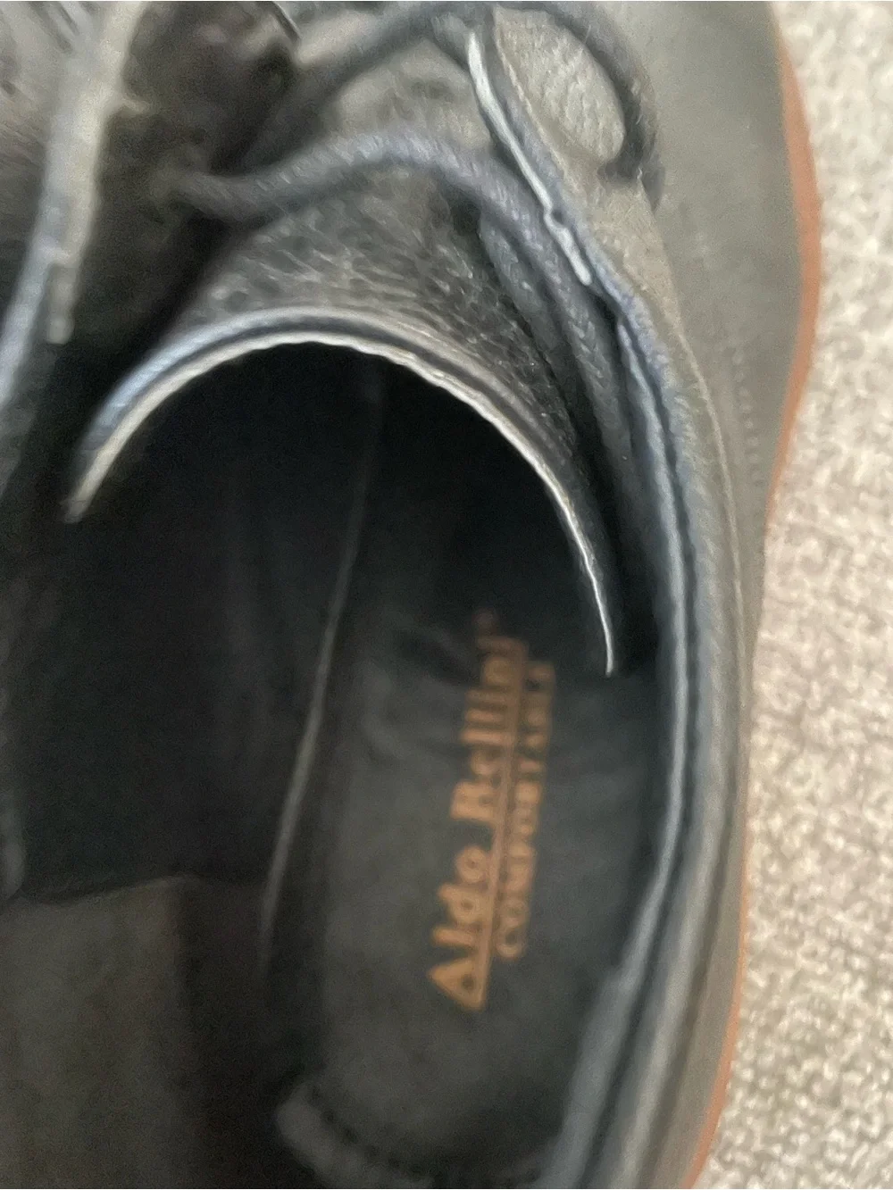 Aldo Black Leather Lace-Up Ankle Boots with Brown Welt